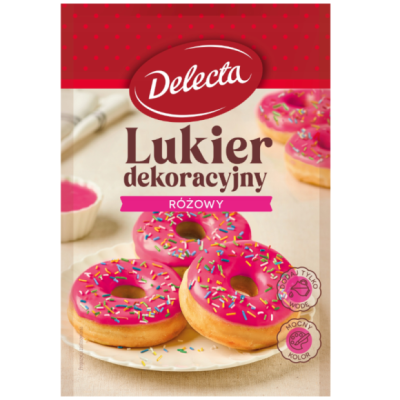 Delecta LUKIER DEKORACYJNY RÓŻOWY do wypieków ciast deserów
