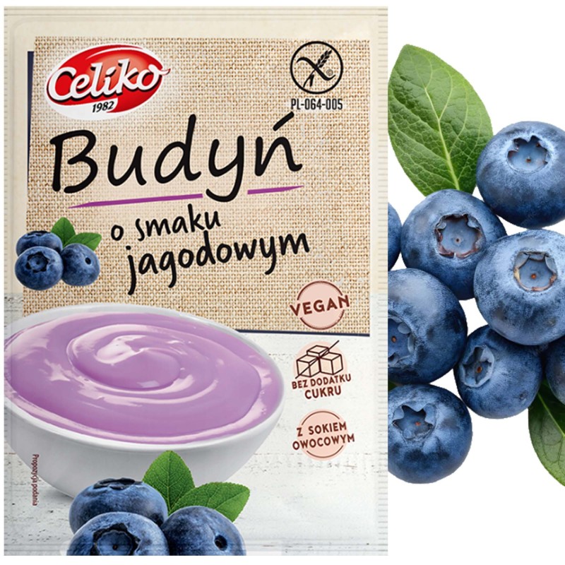 Celiko BUDYŃ o smaku JAGODOWYM bez cukru bez glutenu DESER