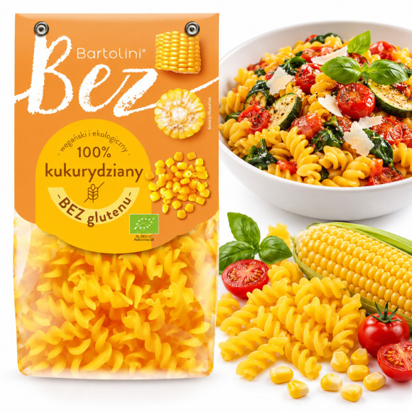 Bartolini MAKARON EKO BEZGLUTENOWY BEZJAJECZNY KUKURYDZIANY 250g - ŚWIDER