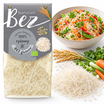 Bartolini MAKARON EKO BEZGLUTENOWY BEZJAJECZNY RYŻOWY 250g krajanka filini