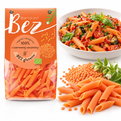 Bartolini MAKARON EKO BEZGLUTENOWY BEZJAJECZNY Z SOCZEWICY 250g - PENNE