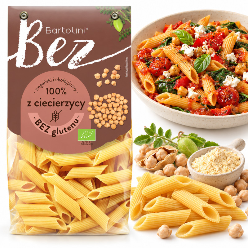 Bartolini MAKARON EKO BEZGLUTENOWY PROTEINOWY Z CIECIERZYCY 250g PENNE