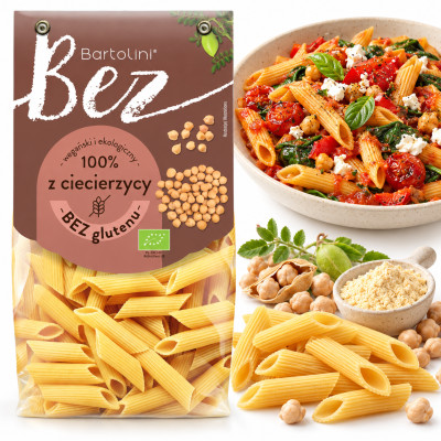 Bartolini MAKARON EKO BEZGLUTENOWY PROTEINOWY Z CIECIERZYCY 250g PENNE