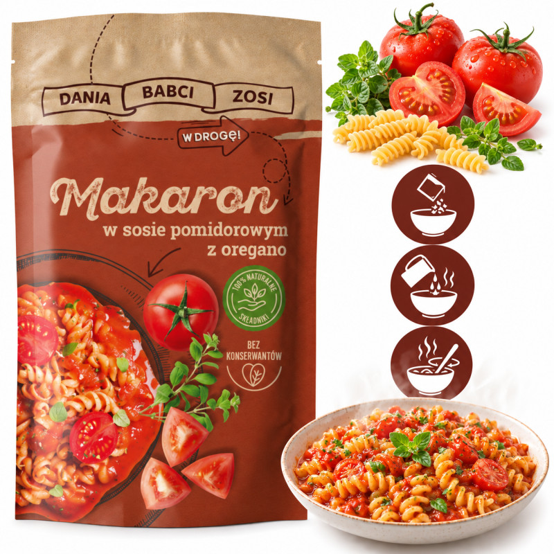 Dania Babci Zosi MAKARON W SOSIE POMIDOROWYM Z OREGANO INSTANT 70g