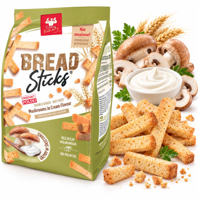 Bread Sticks PRZEKĄSKA Z PIECZYWA O SMAKU GRZYBÓW W ŚMIETANIE 60g