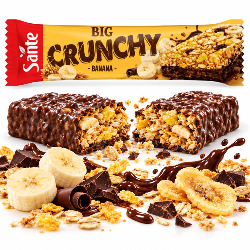 Sante BATON BIG CRUNCHY BANANOWY W CZEKOLADZIE 50g