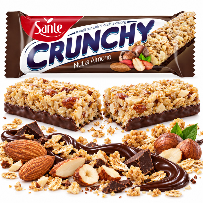 Sante BATON CRUNCHY ORZECH - MIGDAŁ W CZEKOLADZIE 40g