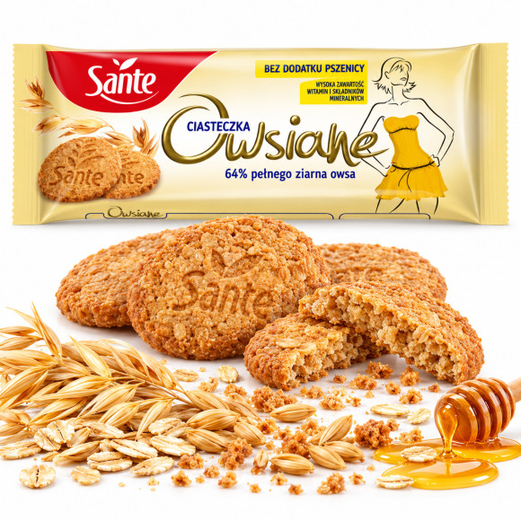 Sante CIASTECZKA NATURALNE OWSIANE z pełnego ziarna owsa 138g