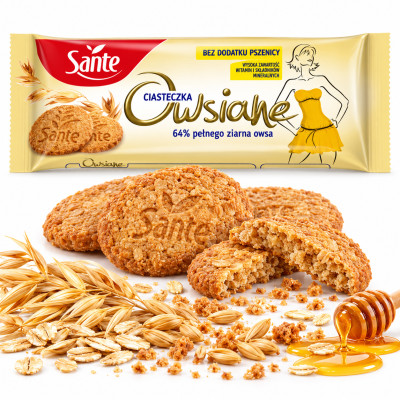 Sante CIASTECZKA NATURALNE OWSIANE z pełnego ziarna owsa 138g