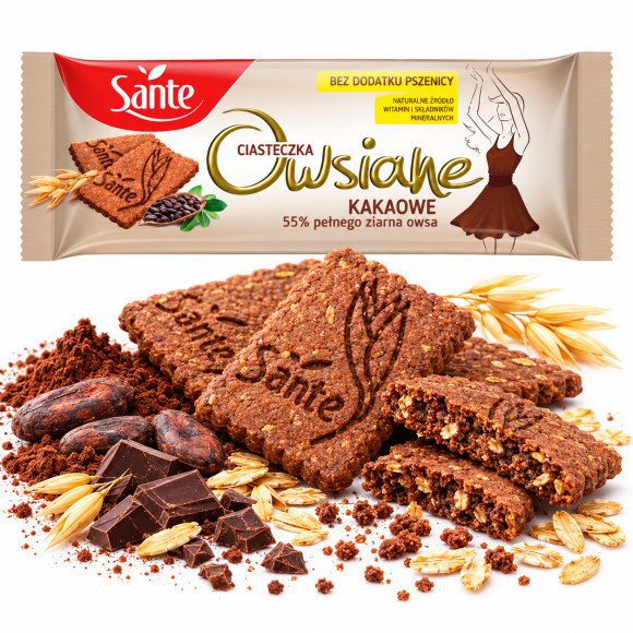Sante CIASTECZKA OWSIANE KAKAOWE źródło błonnika i witamin 150g