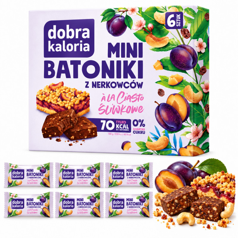 Dobra Kaloria MINI BATONIKI Z NERKOWCÓW A LA KRUCHE CIASTO ZE ŚLIWKĄ 102g