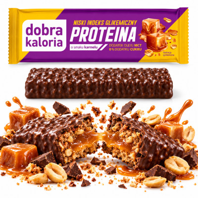 Dobra Kaloria BATON PROTEINOWY NISKI INDEKS GLIKEMICZNY IG Z MCT KARMEL 45g