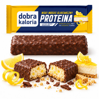 Dobra kaloria BATON PROTEINOWY z niskim IG Z MCT LEMON CHEESECAKE 45g