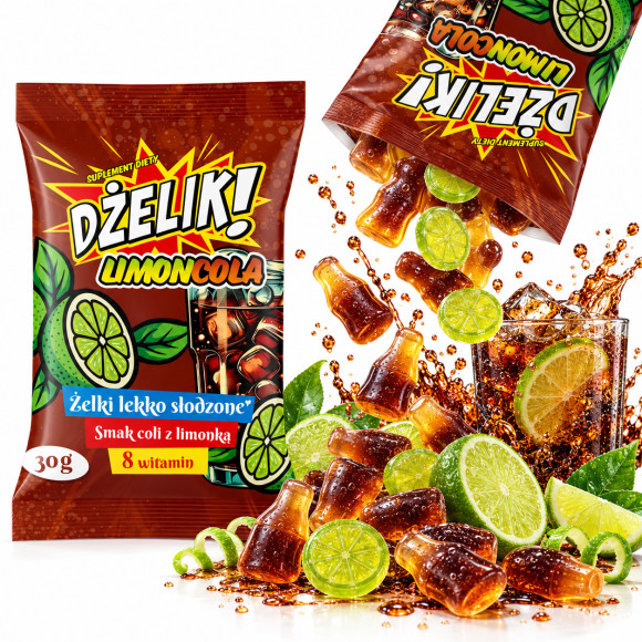 DŻELIK! LIMONCOLA - ŻELKI Z 8 WITAMINAMI lekko słodzone COLA Z LIMONKA 30g