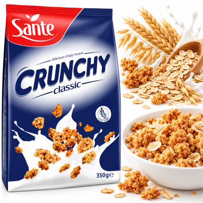 Sante CRUNCHY KLASYCZNE ZBOŻOWE z pełnego ziarna owsa źródło błonnika 350G