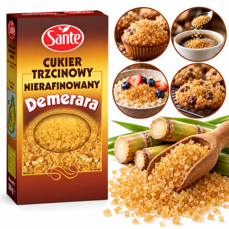 Sante CUKIER TRZCINOWY NIERAFINOWANY DEMERARA 500g