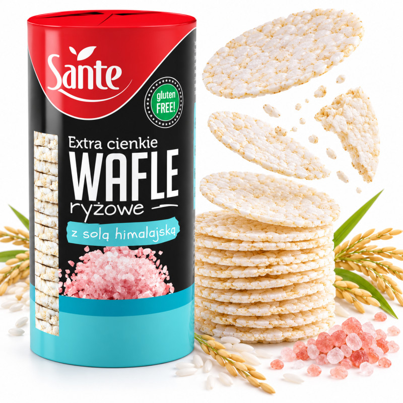 Sante WAFLE RYŻOWE z solą himalajską EXTRA CIENKIE bezglutenowe 120G
