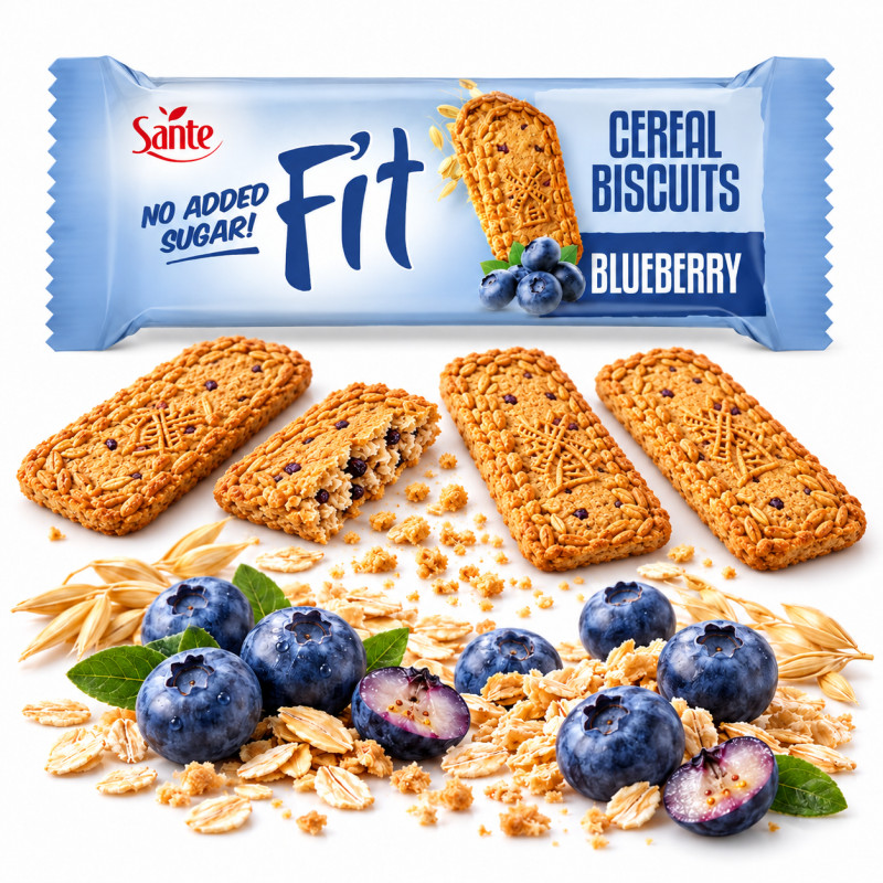 Sante FIT CIASTECZKA ZBOŻOWE JAGODOWE z jagodą BEZ CUKRU 50g 4 sztuki