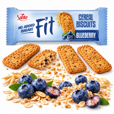 Sante FIT CIASTECZKA ZBOŻOWE JAGODOWE z jagodą BEZ CUKRU 50g 4 sztuki