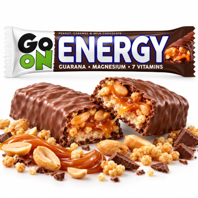 Sante GO ON BATON ENERGY orzeszki z karmelem w czekoladzie Z WITAMINAMI 45g
