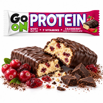 Sante GO ON BATON PROTEINOWY Z ŻURAWINĄ I JAG. GOJI oblewany czekoladą 50g