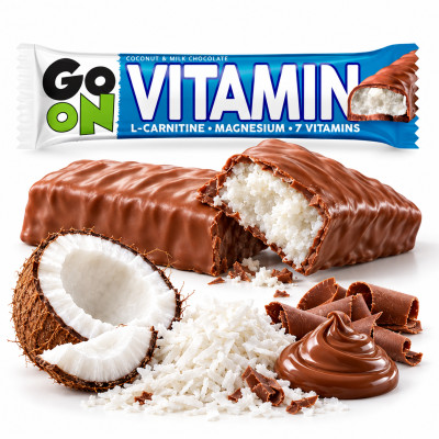 Sante GO ON BATON VITAMIN Z WITAMINAMI i Mg KOKOSOWY oblewany czekoladą 45g