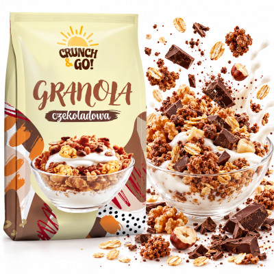 Sante GRANOLA CRUNCH&GO! CZEKOLADOWA czekolada o.laskowe i migdały 380g