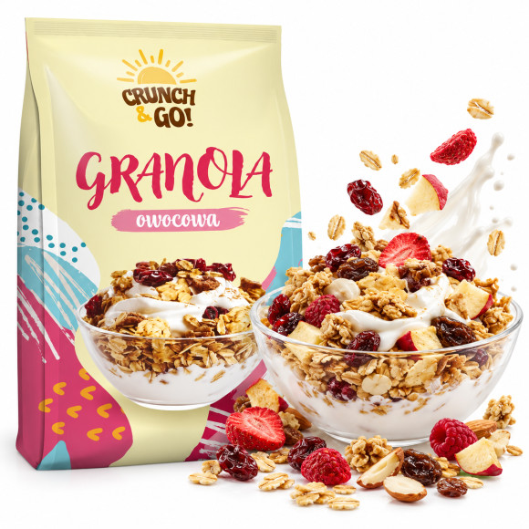 Sante GRANOLA CRUNCH&GO! OWOCOWA żurawina porzeczka jabłko ananas 380g