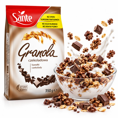 Sante GRANOLA CZEKOLADOWA śniadaniowa płatki czekolada kakao 350g