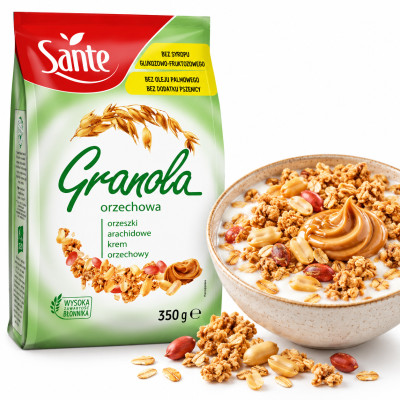 Sante GRANOLA ORZECHOWA 350g wysoka zawartość błonnika i WITAMINY!