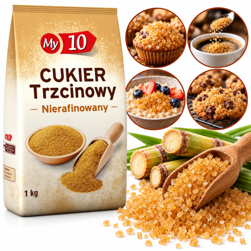CUKIER TRZCINOWY NIERAFINOWANY DEMERARA 1kg