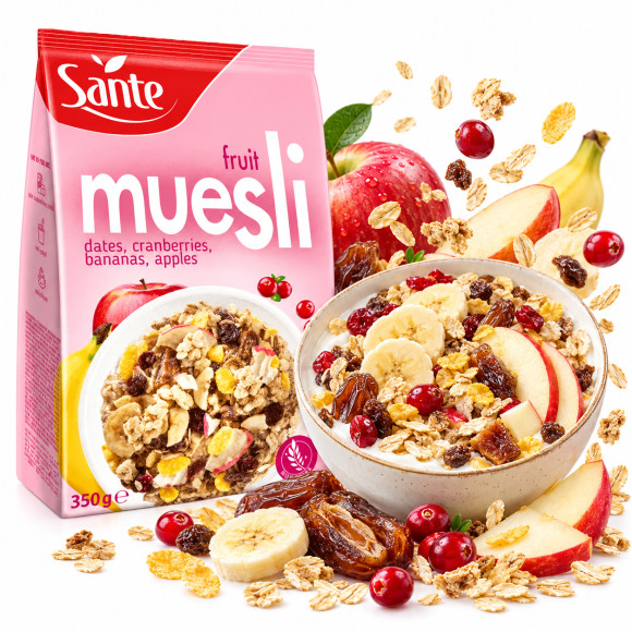 Sante MUSLI OWOCOWE 350g płatki daktyl banan kokos żurawina jabłko