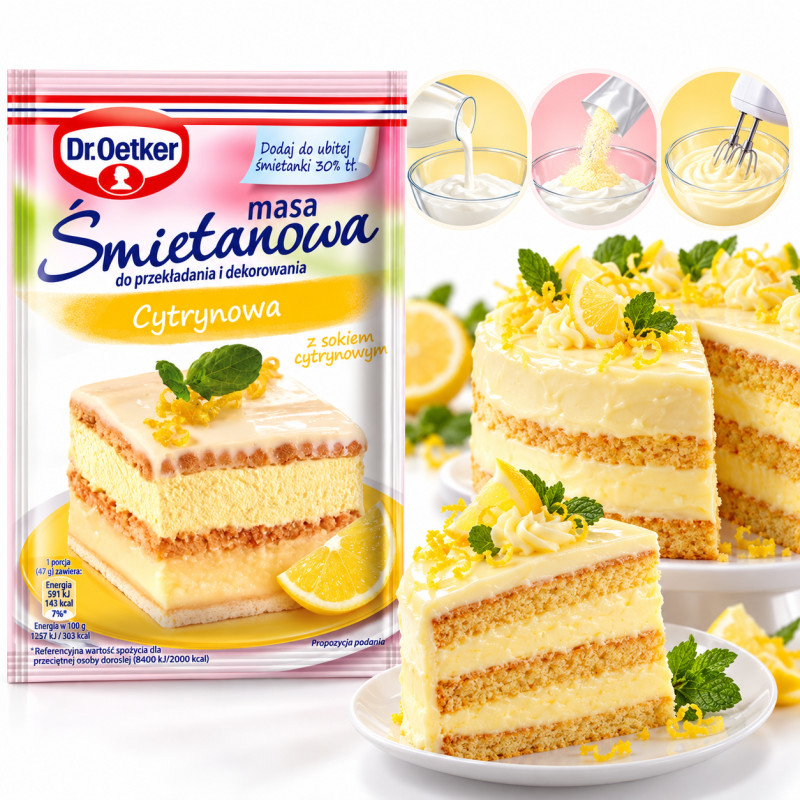 Dr.Oetker MASA ŚMIETANOWA CYTRYNOWA 70g do ciast tortów deserów