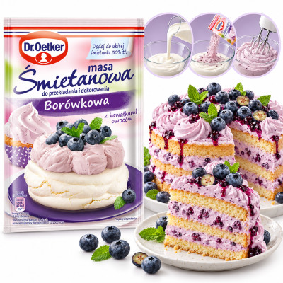 Dr.Oetker MASA ŚMIETANOWA BORÓWKOWA 65g co cista tortów deserów