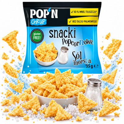 Sante SNACKI POPCORNOWE Z SOLĄ MORSKĄ 35g chrupiące chipsy kształt piramidek