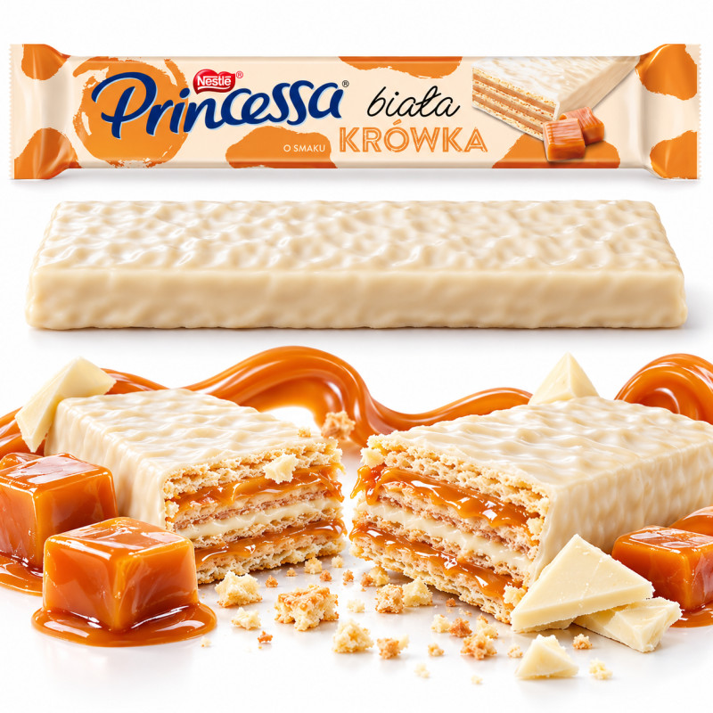 Kopia - Nestle PRINCESSA WAFEL WAFELEK BIAŁA KRÓWKA 40g - Nowy Smak !!
