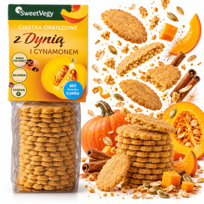 SweetVegy Ciastka orkiszowe z Dynią i Cynamonem 100 g