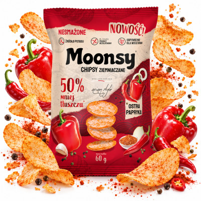 Moonsy CHIPSY ZIEMNIACZANE OSTRA PAPRYCZKA 60g