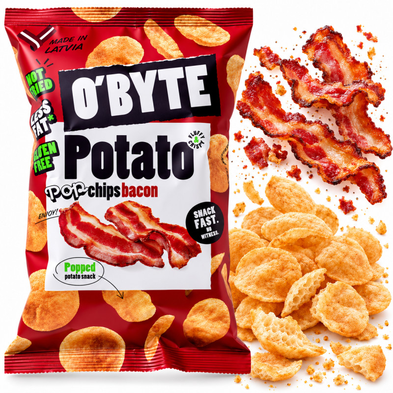 O'Byte CHIPSY ZIEMNIACZANE O SMAKU BEKONU bekonowe 90g bezglutenowe
