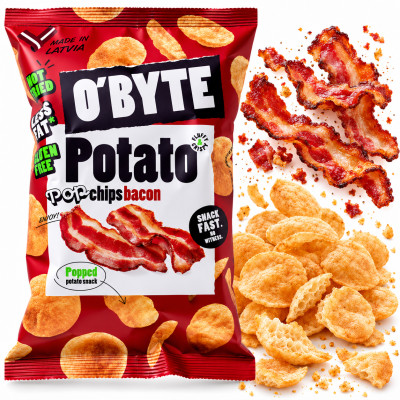 O'Byte CHIPSY ZIEMNIACZANE O SMAKU BEKONU bekonowe 90g bezglutenowe