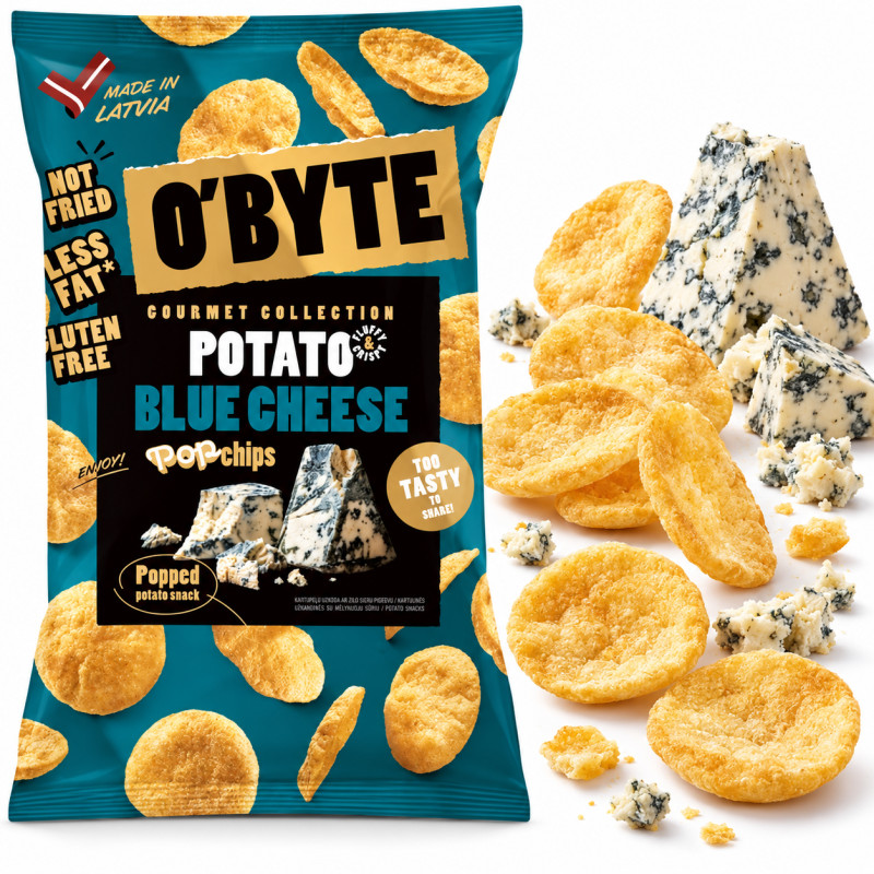 O'Byte CHIPSY ZIEMNIACZANE smak SERA PLEŚNIOWEGO blue cheese 90g bezglutenu