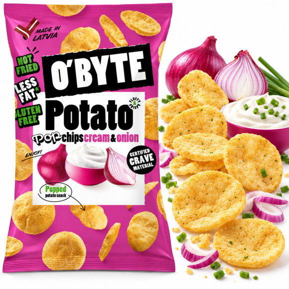 O'Byte CHIPSY ZIEMNIACZANE O SMAKU ŚMIETANY I CEBULI 90g bezglutenowe