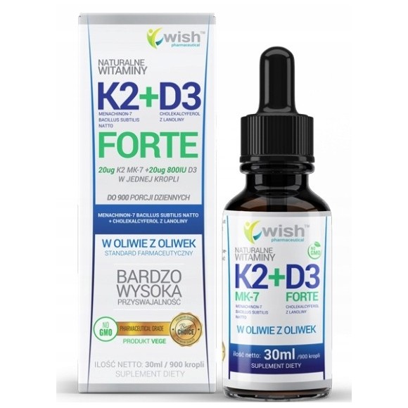 Wish WITAMINA K2+D3 K2 + D3 FORTE krople w KROPLACH 30ml