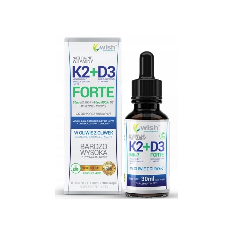 Wish WITAMINA K2+D3 K2 + D3 FORTE krople w KROPLACH 30ml