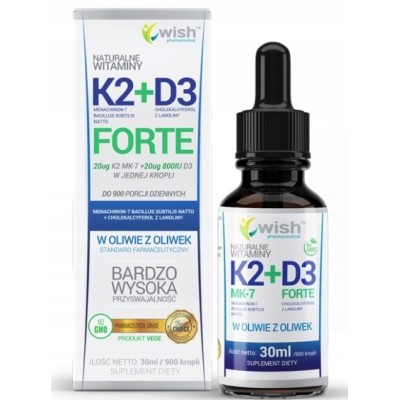 Wish WITAMINA K2+D3 K2 + D3 FORTE krople w KROPLACH 30ml