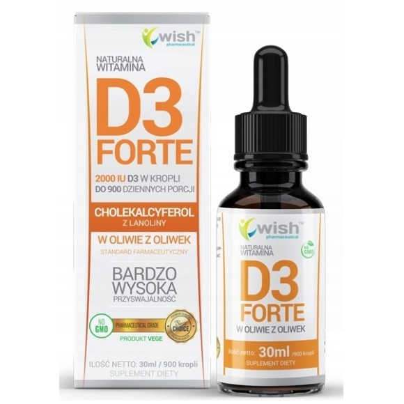 Wish WITAMINA D3 2000IU FORTE - w kroplach 30 ml wsparcie