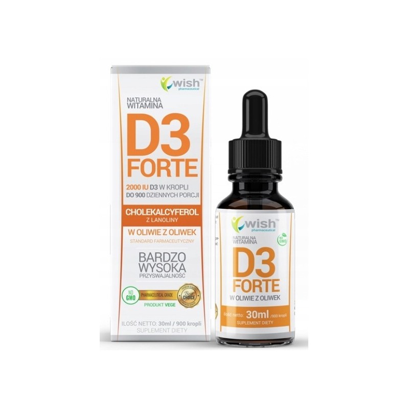 Wish WITAMINA D3 2000IU FORTE - w kroplach 30 ml wsparcie