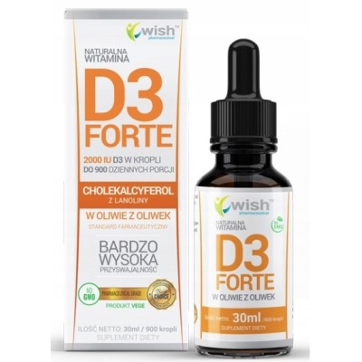Wish WITAMINA D3 2000IU FORTE - w kroplach 30 ml wsparcie