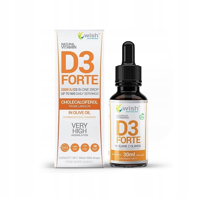 Wish WITAMINA D3 2000IU FORTE - w kroplach 30 ml wsparcie
