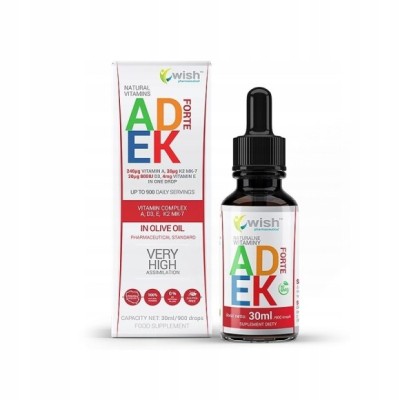 Wish WITAMINA ADEK FORTE W KROPLACH 30ml 900 kropli = 300